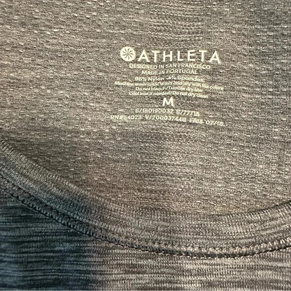 Athleta Speedlight Medium Grey Spacedye Short Sleeve Fitted Athletic Tee Sz M(G - Picture 4 of 11